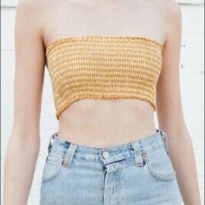 Brandy Melville yellow checkered tube top